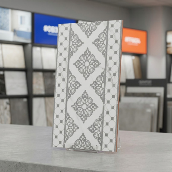 Элеганс рельефная вставка ОП 01 30х50 см декор керамический Gracia ceramica Elegance grey decor 01 - 1шт 0.15м2