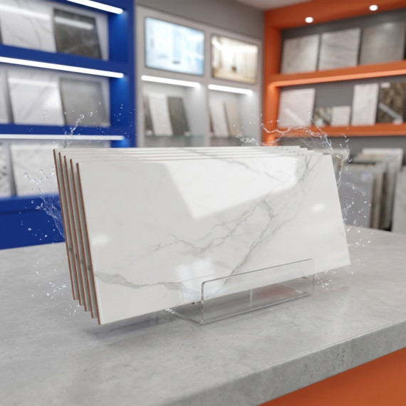 Марбл белый глянцевая ОП 01 30х90 см керамическая плитка Gracia ceramica Marble glossy white 01 - 5шт 1.35м2